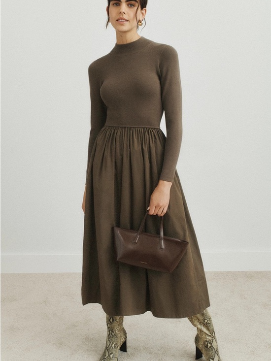 Marie Oliver Dresses & Skirts - Marie Oliver Olive Green Long Sleeve Midi Dress